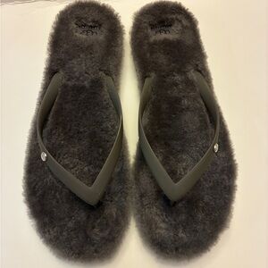 UGG Gray Fluffy Sandals